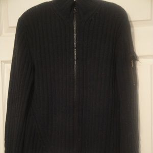 Club Monaco sz M navy Wool Blend Zip Sweater
